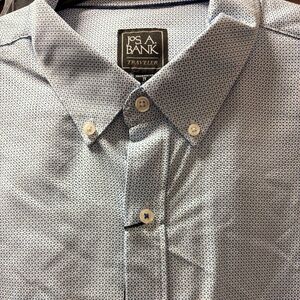 Jos. A. Banks Traveler Shirt, Tailored Fit, 4 Way Stretch, 2XB, Blue Geo Dot